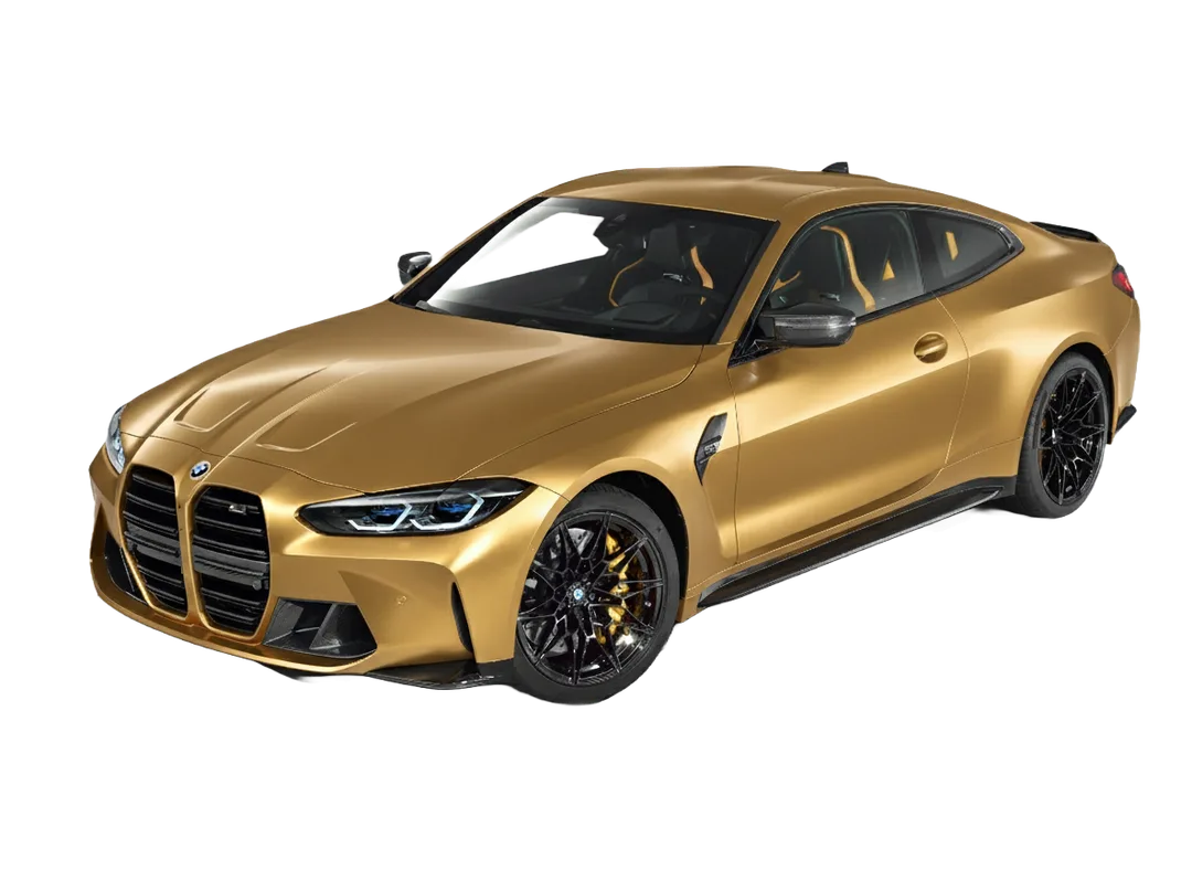 Tekening van een BMW M4 in goudkleurige Coloured PPF